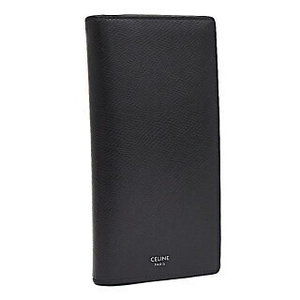 Celine Fold Long Wallet Coin Vertical Calfskin Black